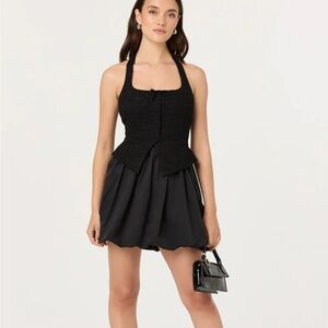 Astr Giavanna Mixed Media Halter Mini Dress Medium